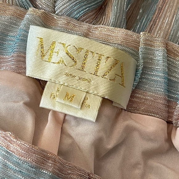 Mestiza New York Reina Trousers High Waist Wide Leg Metallic Pastel Silver M - Picture 8 of 16